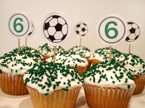 soccer birthday party cupcake toppers